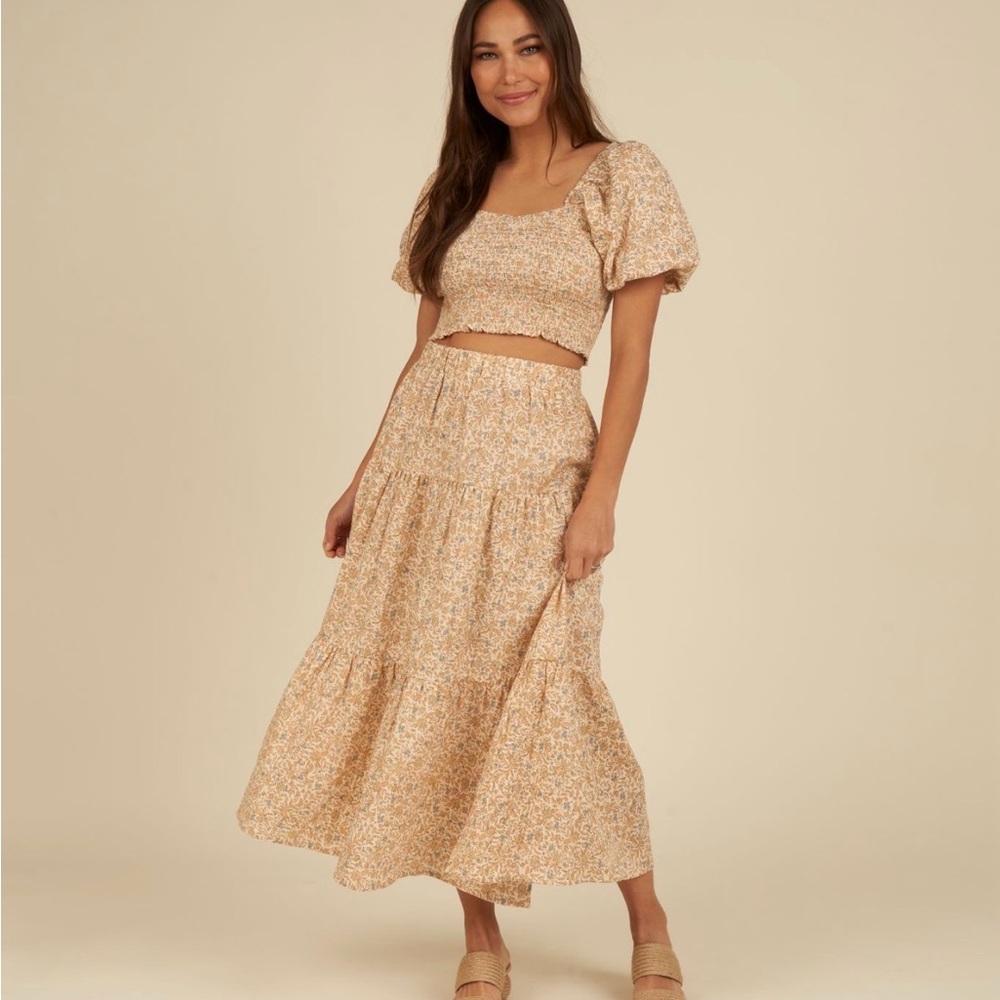 Rylee + Cru Cream Floral Skirt Set